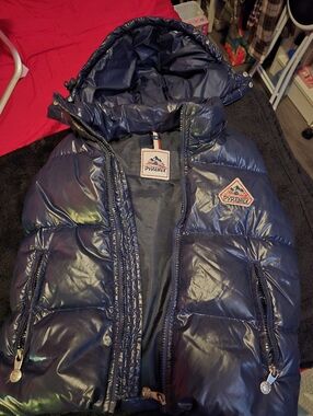 Pyrenex Shiny Navy Hooded Puffer Jacket